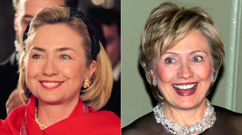 Hillary Clinton in 1997 and 2005