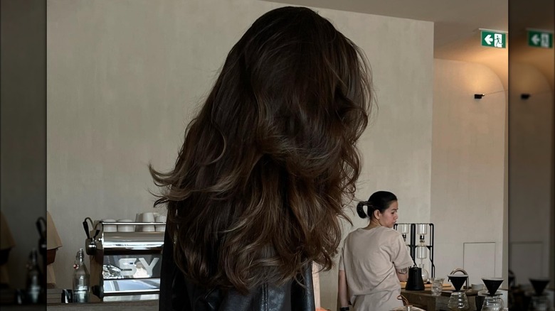 woman with chocolate brown hair