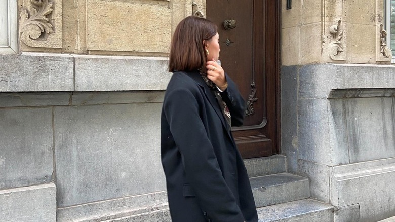 woman with short chocolate hair