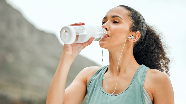 woman drinking water