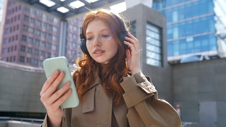 woman listening to music