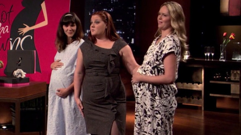 Deidrea Haysel pitvhing Hot Mama gowns to the sharks on Shark Tank using two models