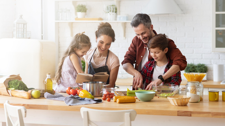 Family cooking together