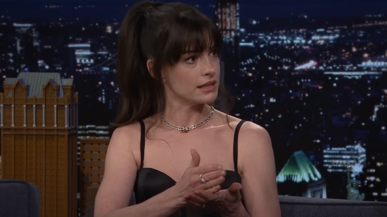 Anne Hathaway with a pony tail