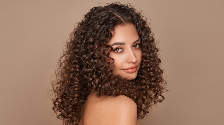 Woman with curly hair