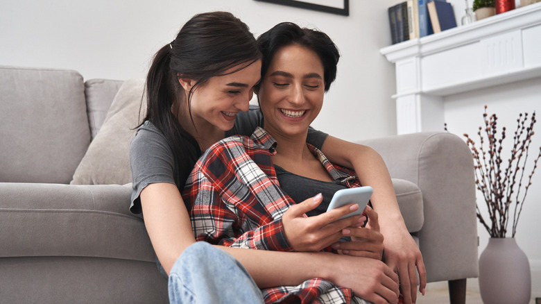 couple laughing together