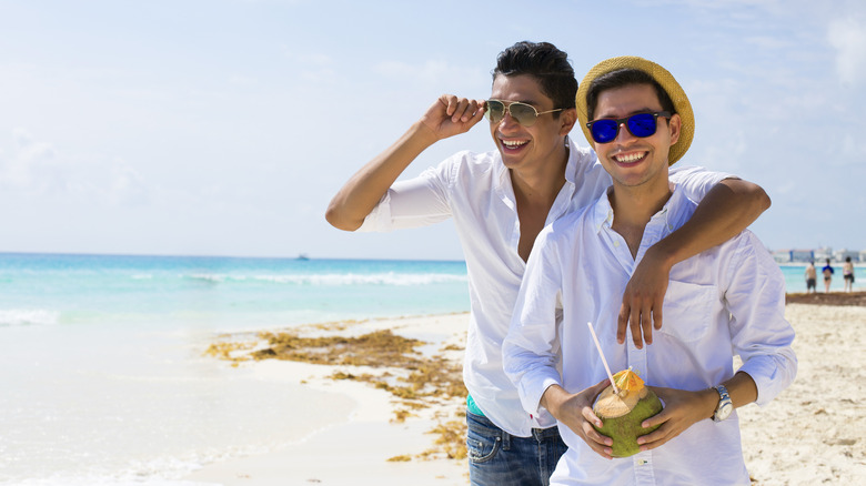 couple laughing on the beach