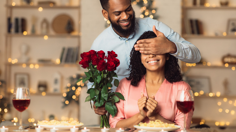 couple having romantic dinner together