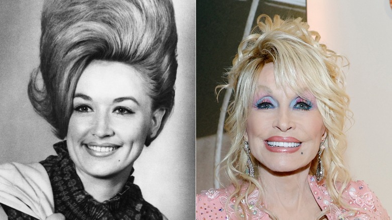 Dolly Parton's face in 1965 vs. in 2025, 60 years later
