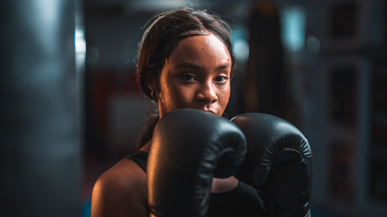woman with boxing gloves