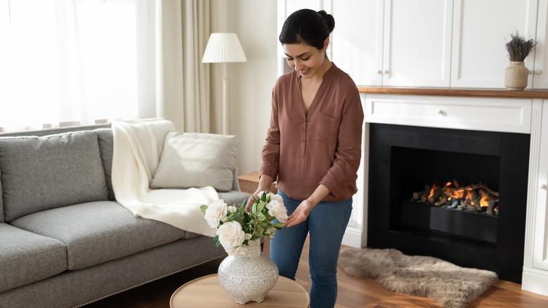 woman decorating home