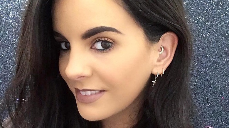 Woman with daith piercing