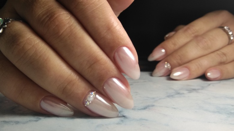 Pink iredescent nail polish