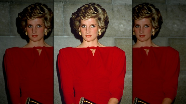 Princess Diana wearing a dress with shoulder pads in 1988