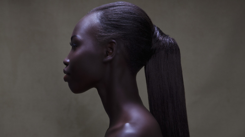 woman with sleek ponytail