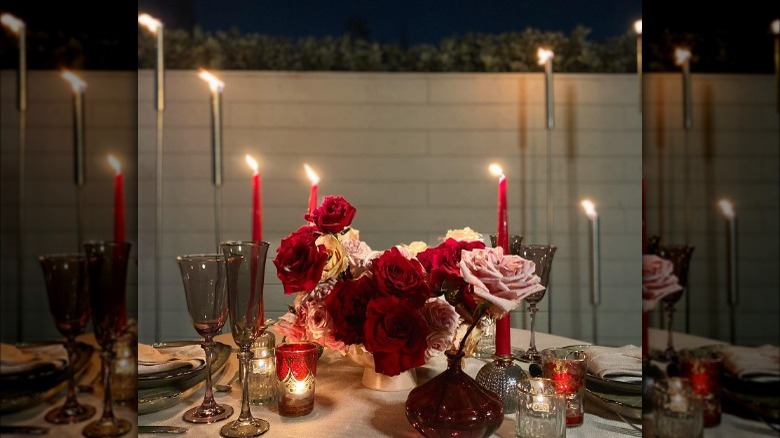 Taper candles on table