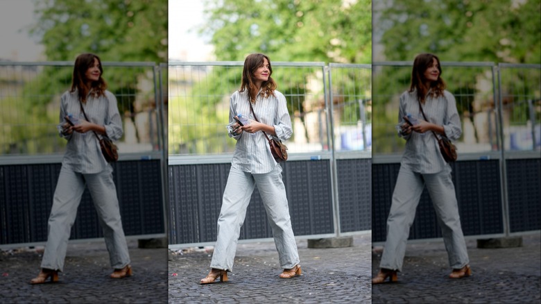 guest wearing light denim jeans