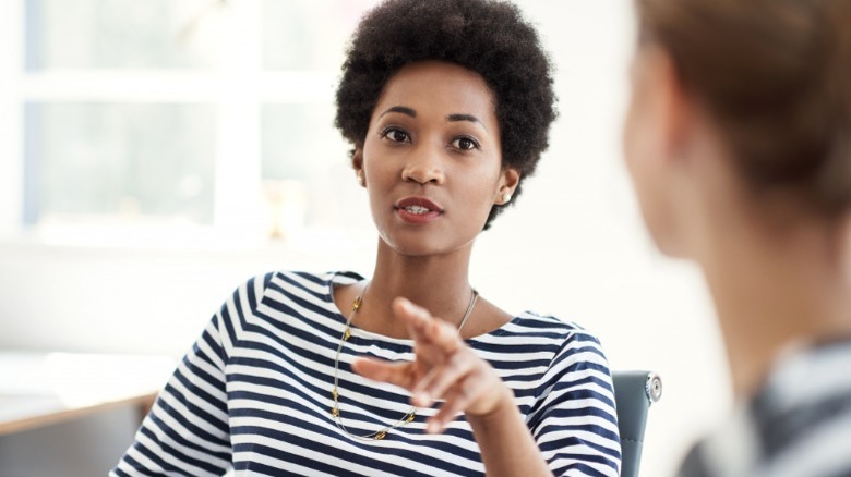Woman in striped shirt