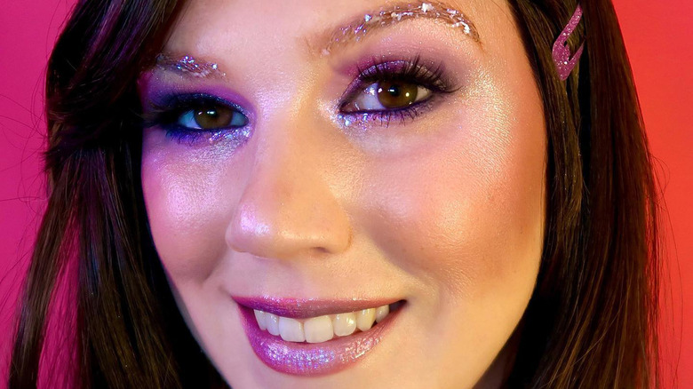 Iridescent makeup on whole face