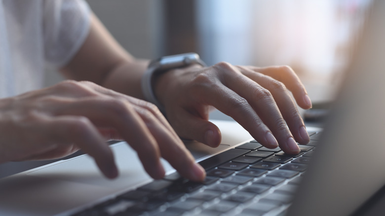 Person writing email