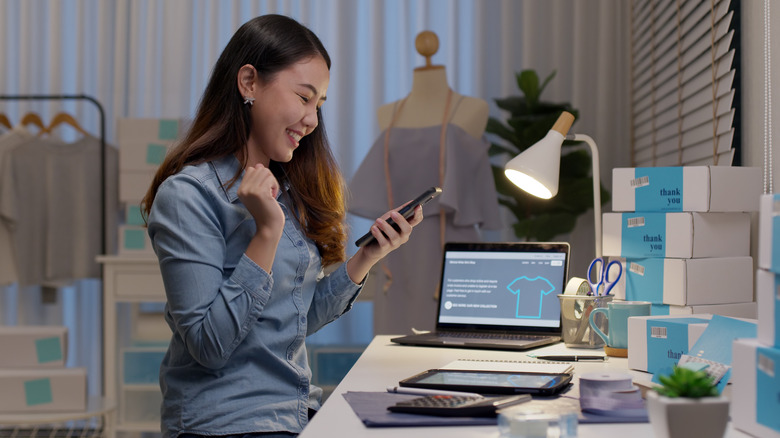 Business professional making phone calls