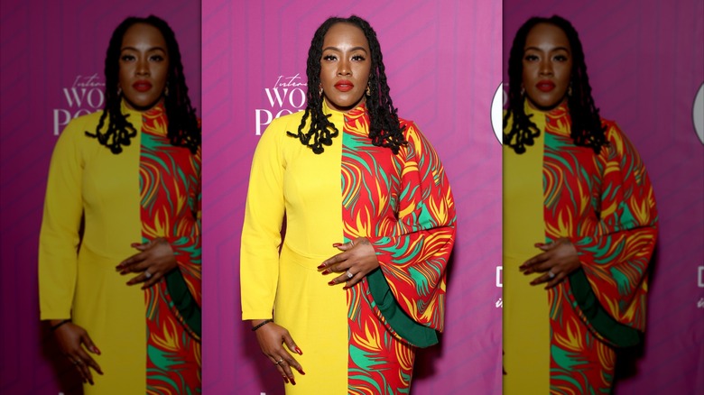 Woman wearing red lipstick