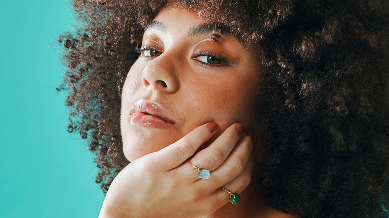 Girl wearing semi-precious jewelry