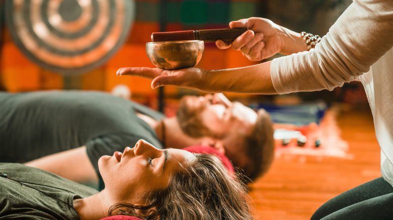 People attending sound bath