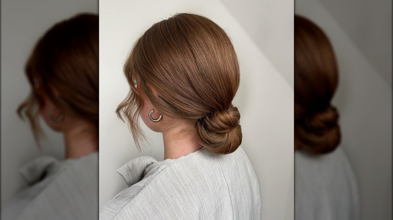 Brunette looped bun