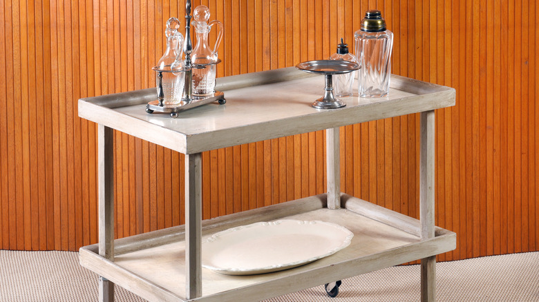 Bar cart with decanters