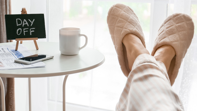 woman taking a break