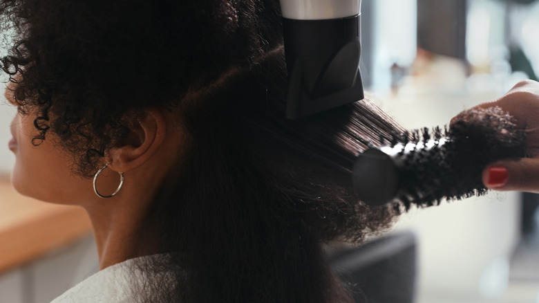 hot air brushing curly hair