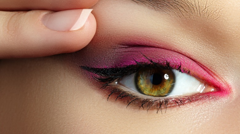 Sparkly magenta eye makeup
