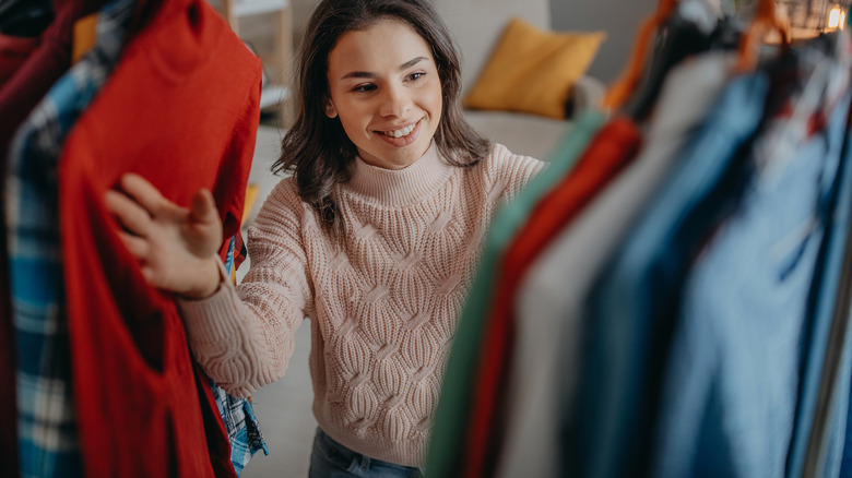 Woman choosing outfit