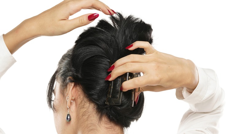 Woman using hair clip like a pro