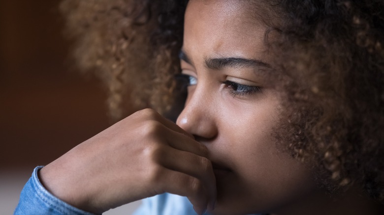 African-American girl stressed out