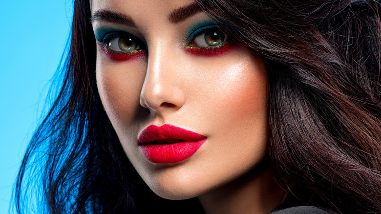 Woman wearing neon makeup