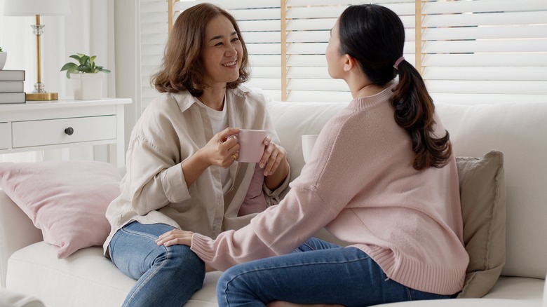 two friends talking over cofffee