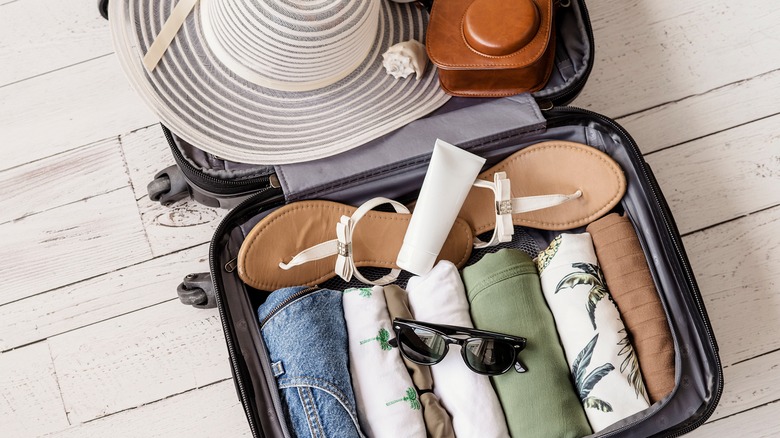 Packed carry-on luggage bag