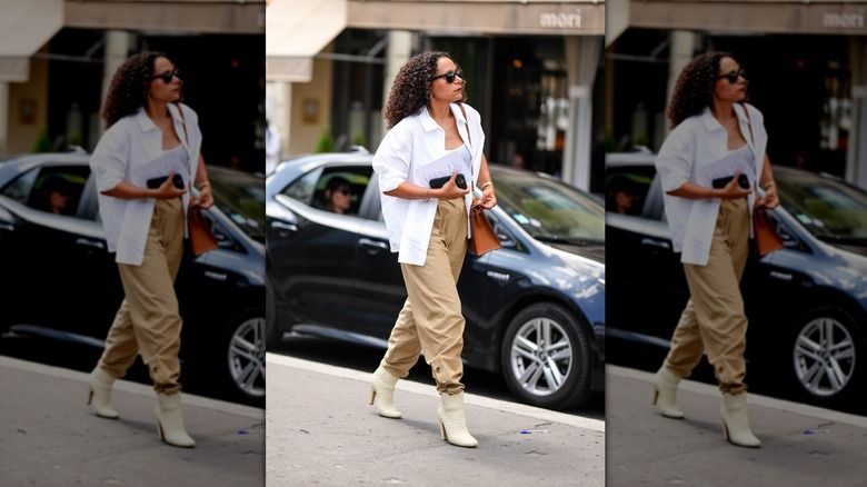 woman wearing beige pants