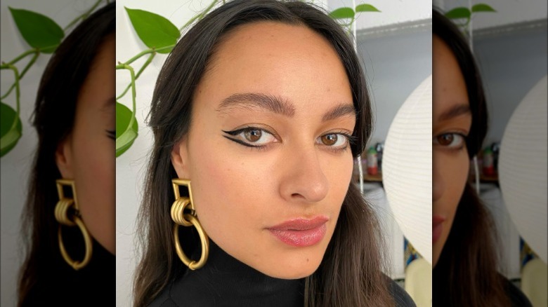 A girl with double-winged eyeliner