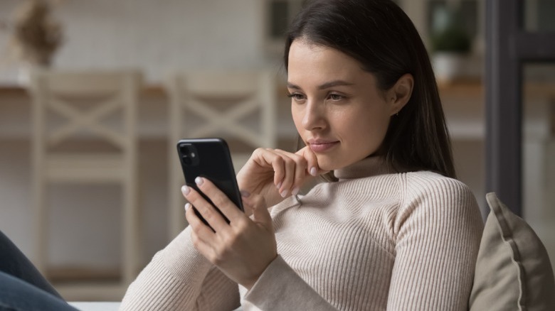 Woman looking at her phone