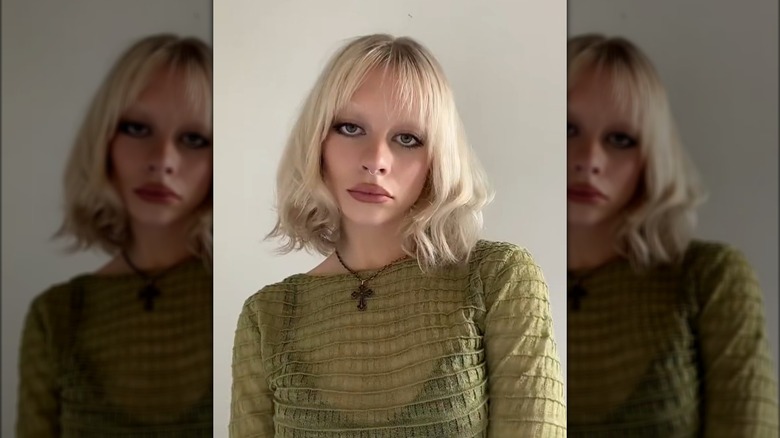 blond woman downturned eyeliner