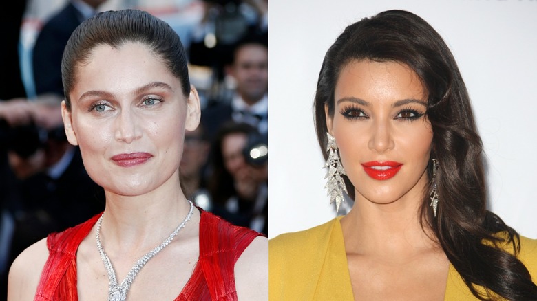 Laetita Casta red dress Kim Kardashian smokey eye