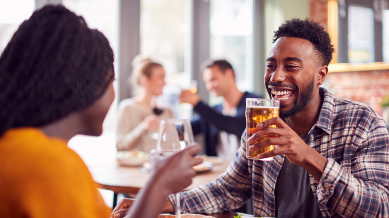 African American couple eating