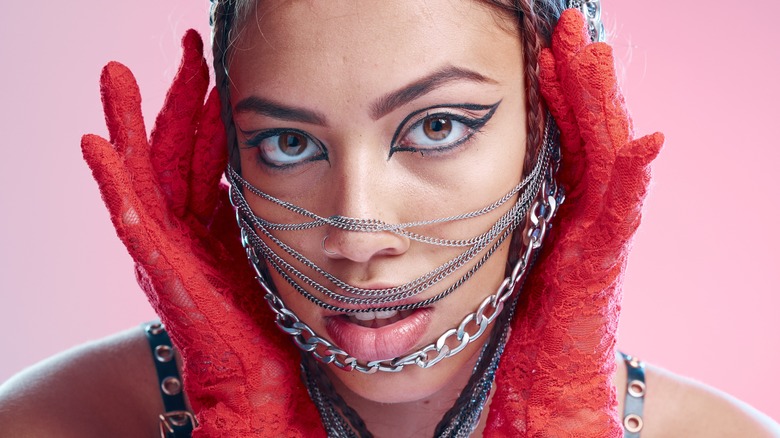 person with graphic eyeliner