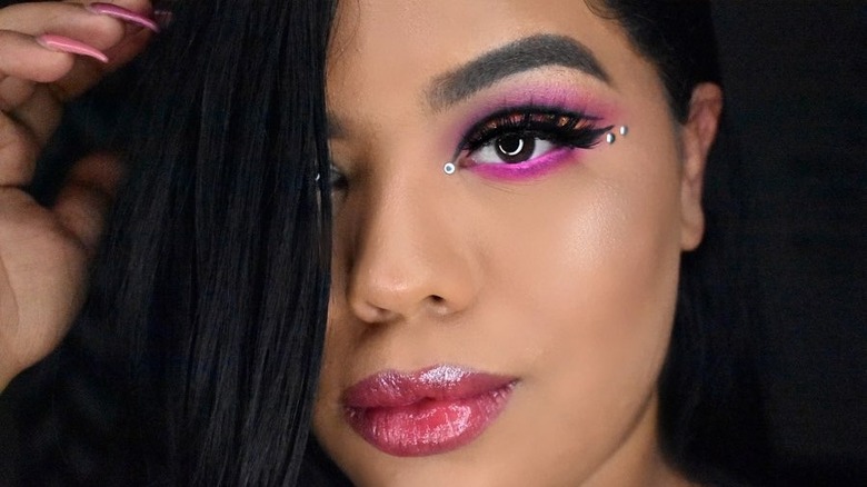 person wearing face accessories