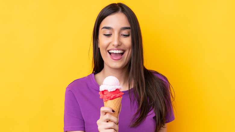 woman eating ice cream