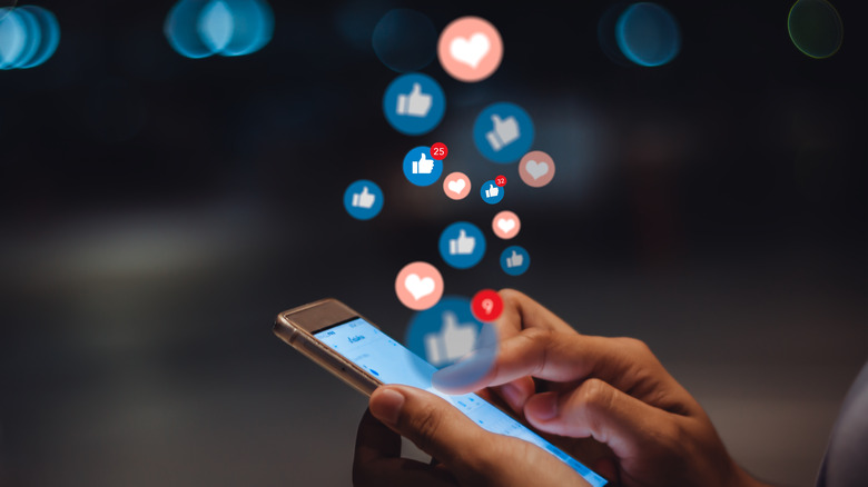 using social media on a phone