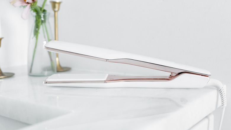 straightener sitting on counter